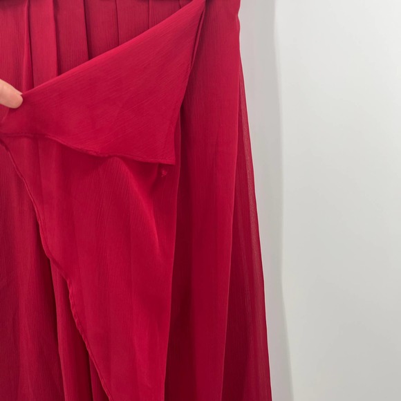 David's Bridal Chiffon Layered W10840 Short Strapless Dress Apple Lined Size 14 - Picture 6 of 8